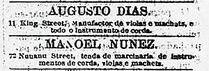1885 advertisement from Luso O Hawaii